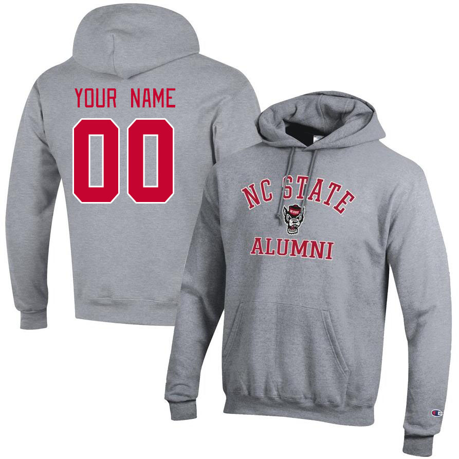 Custom NC State Wolfpacks Name And Number College Hoodie-Gray - Click Image to Close